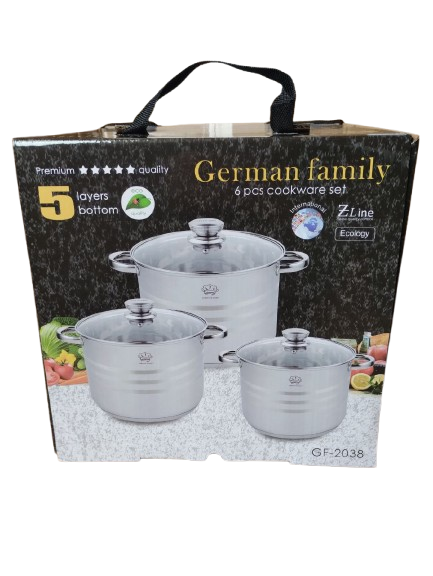 Набір каструль з кришками German Family GF-2038 нержавіюча сталь 6 пр. (GF-2038) - фото 2 Набір каструль з кришками German Family GF-2038 нержавіюча сталь 6 пр. (GF-2038) - фото 2