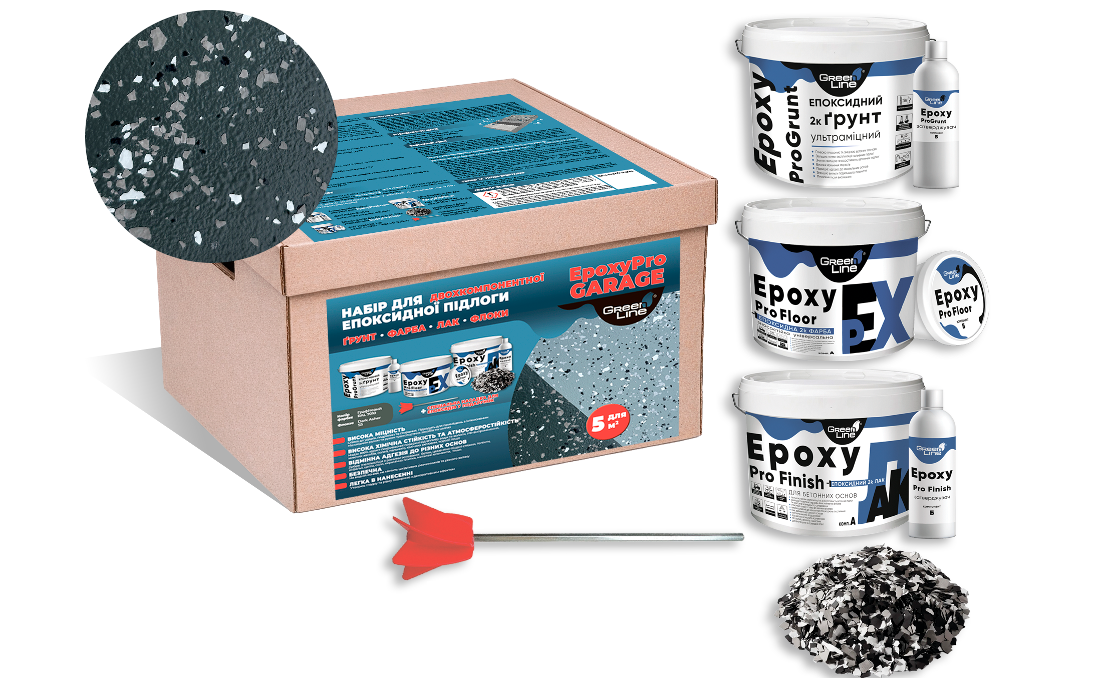 Комплект эпоксидных материалов EPOXYPROGARAGE на 5 кв. м Графитовый (GLUA7700G)