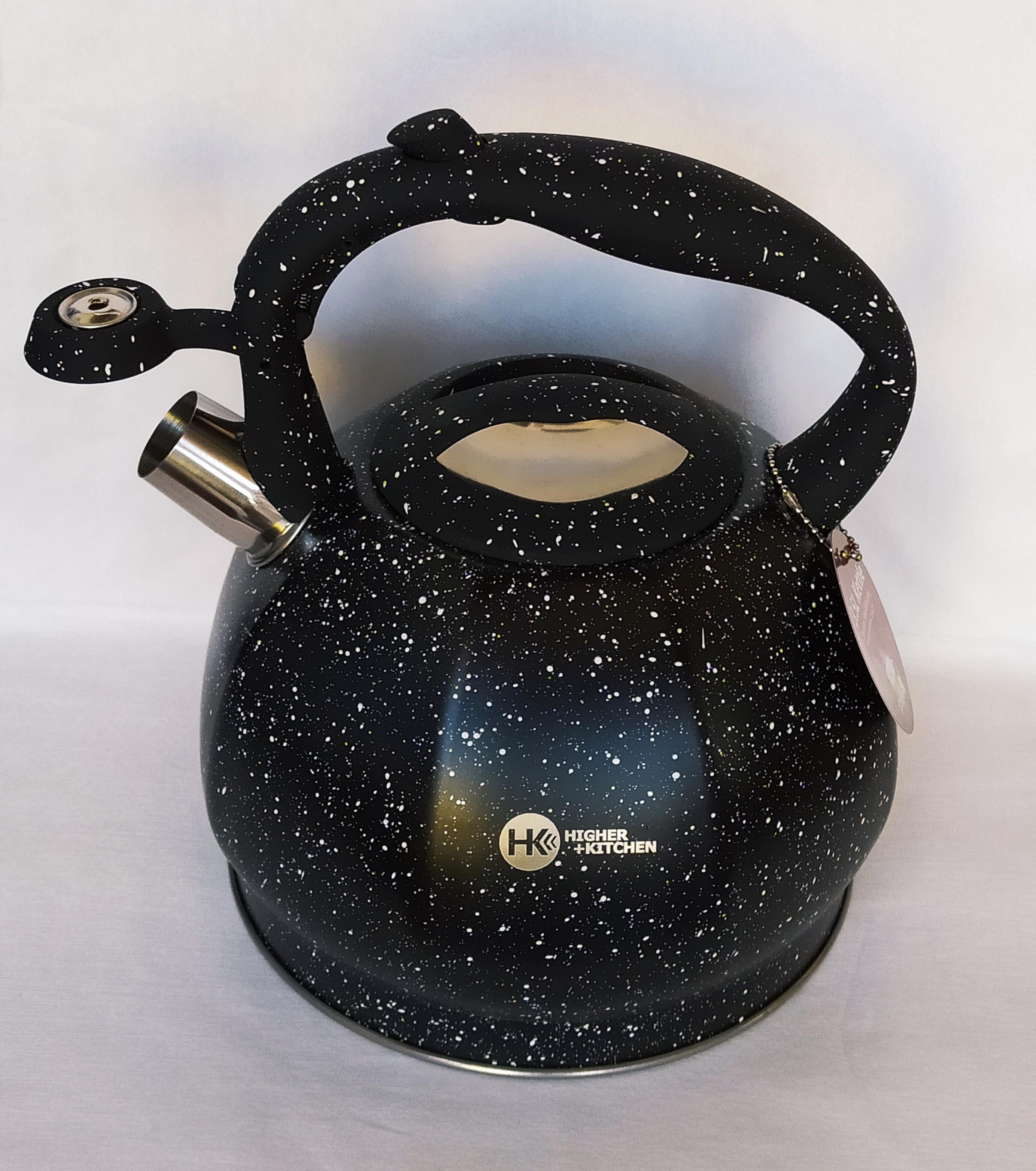 Чайник HIGHER KITCHEN ZP-020 со свистком для газовой плиты из нержавеющей стали 3,5 л Черный