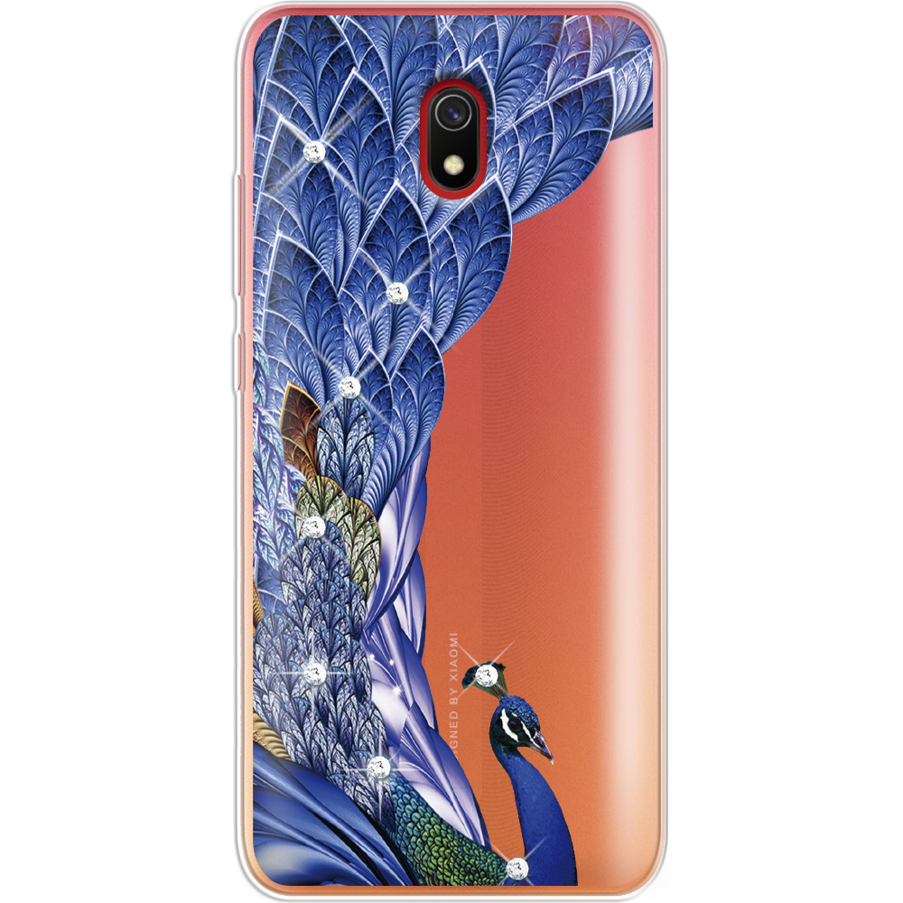Чехол Boxface Xiaomi Redmi 8A Павлин со стразами Прозрачный силикон (38341-rs7-38341)