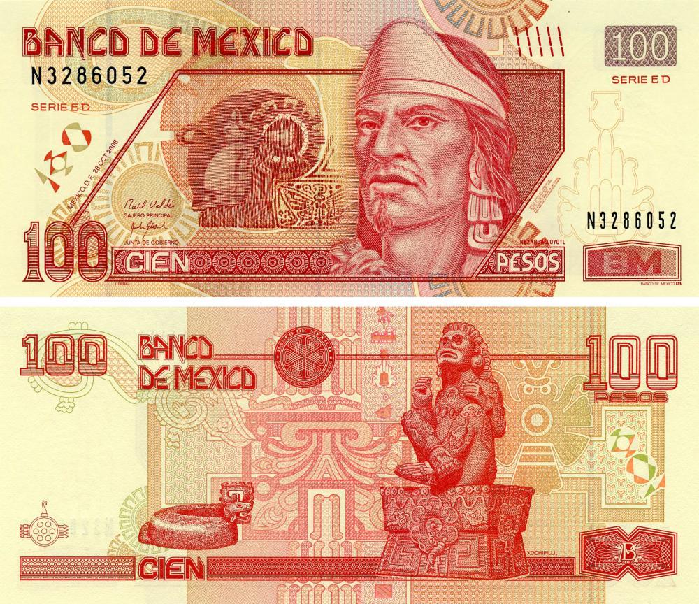 Коллекционная банкнота Мексика 100 песо 2008 UNC P118 (Б15655)