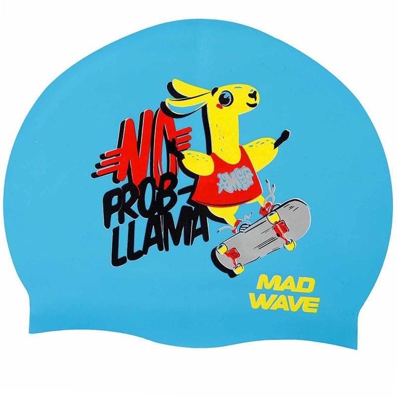 Шапочка для плавания Mad Wave детская Junior Llama M057910 Голубой (60444214)