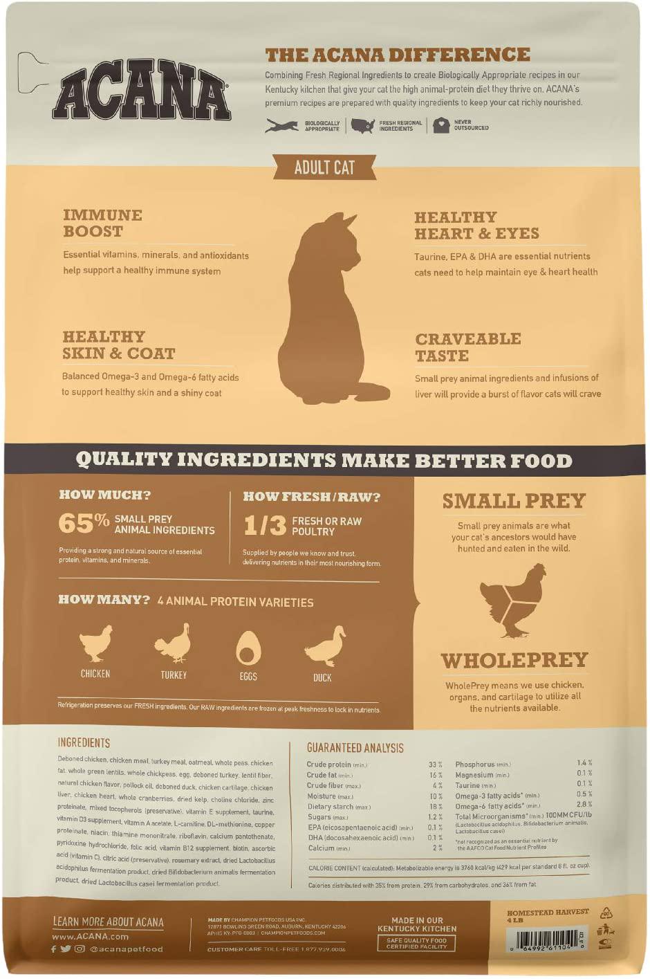 Сухий корм для кішок Acana Homestead Harvest Cat 1,8 кг (a71436) (64992714369) - фото 2 Сухий корм для кішок Acana Homestead Harvest Cat 1,8 кг (a71436) (64992714369) - фото 2