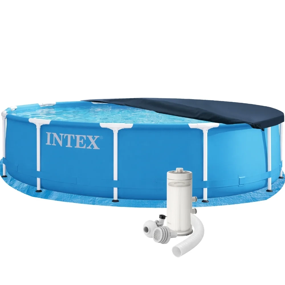 Бассейн каркасный круглый Intex Metal Frame 28210-4 366х76 см с фильтр-насосом тентом/подстилкой Синий (147-9-28210-4)