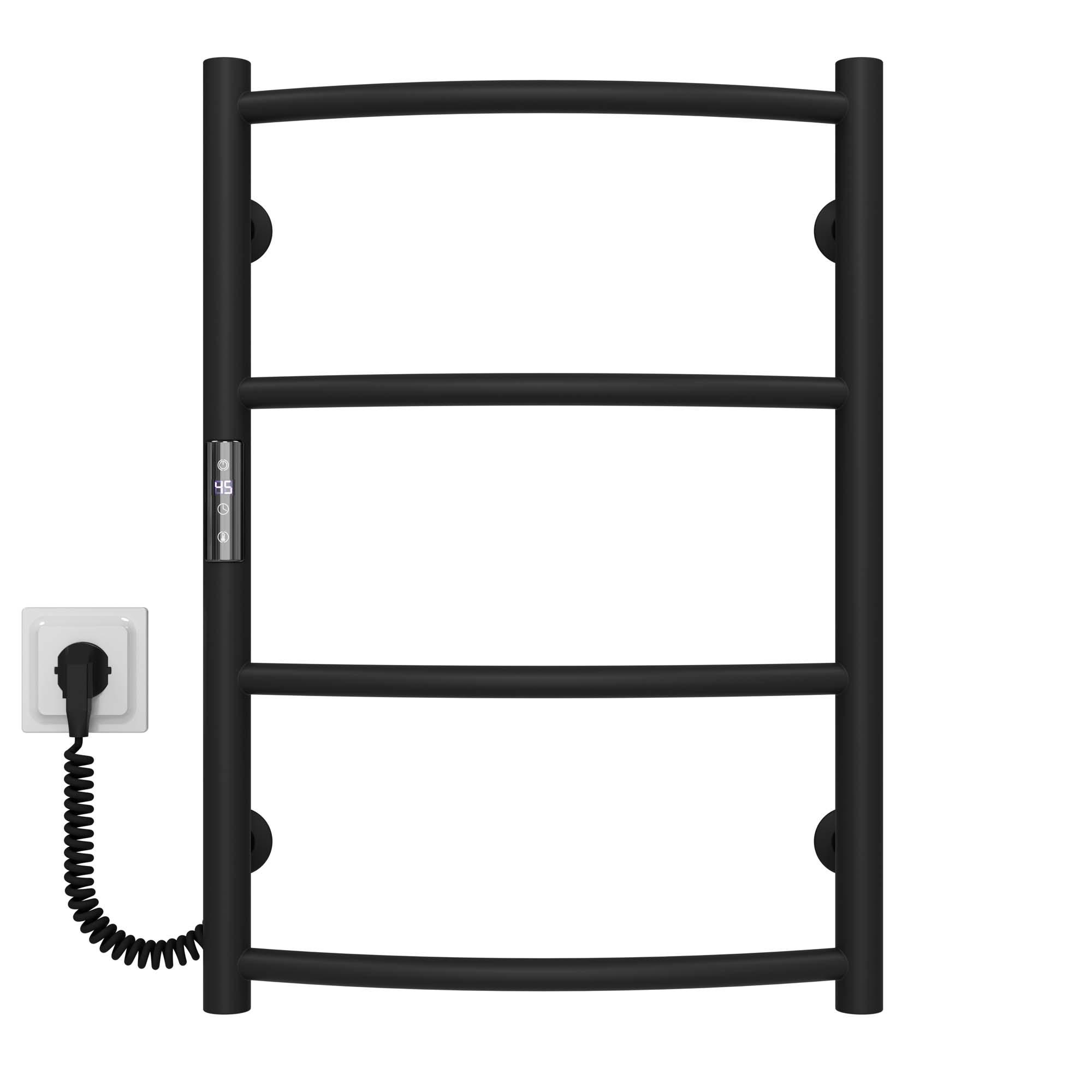 Полотенцесушитель электрический Deffi Классик П4 JD03 левое подключение нержавеющая сталь 400х600 мм Черный (C.DK.60.40.4.EBL1)