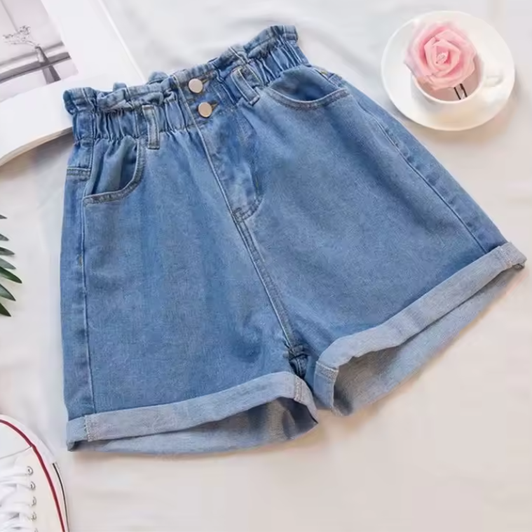 Шорты женские джинсовые высокая талия L Голубой (ШС100А2)