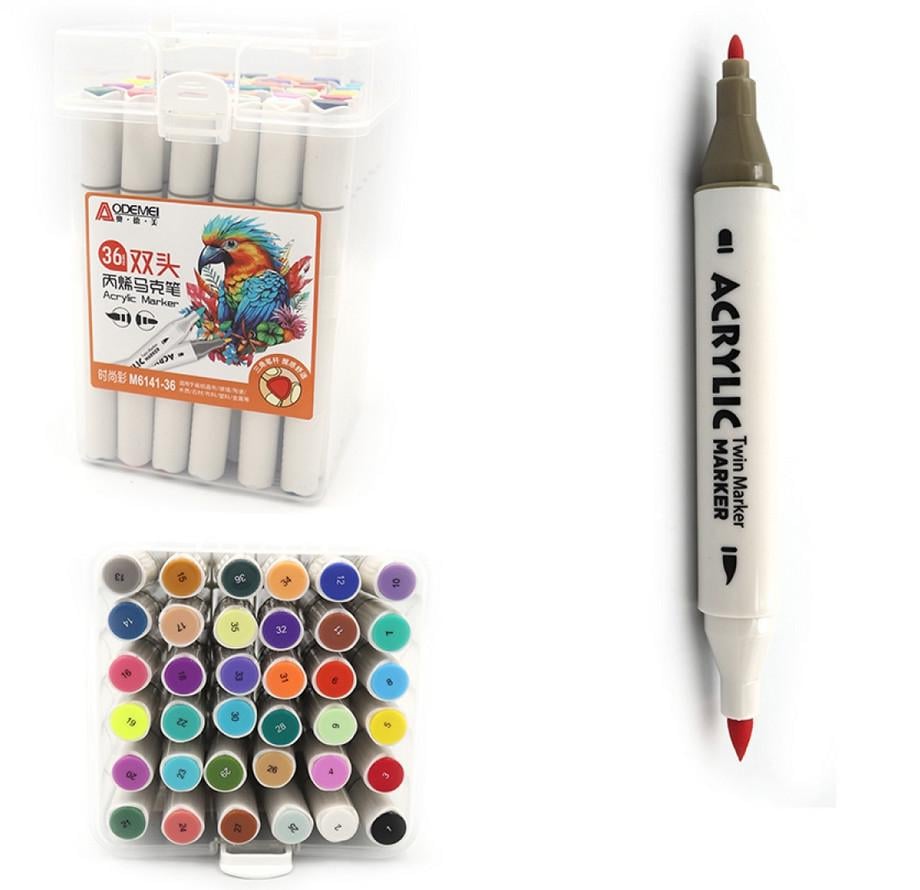 Набор акриловых скетчмаркеров Aodemei двухсторонних 36 цветов - фото 2 Набор акриловых скетчмаркеров Aodemei двухсторонних 36 цветов - фото 2
