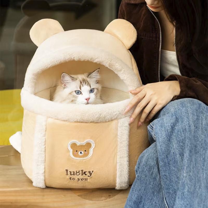 Рюкзак-переноска для кошек Hippie dog 2308SXMJ2582HA12 Мышка утепленная с карманом для рук S Yellow (25714090) - фото 4