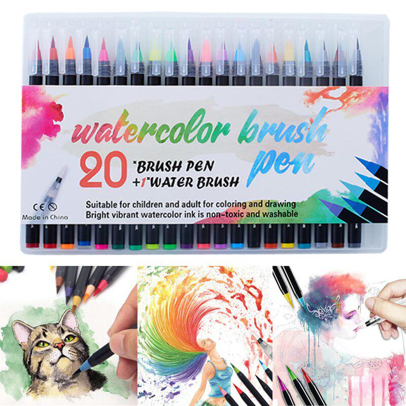 Набор акварельных маркеров Water Color Brush маркер - кисть 20 цветов (4449) - фото 2