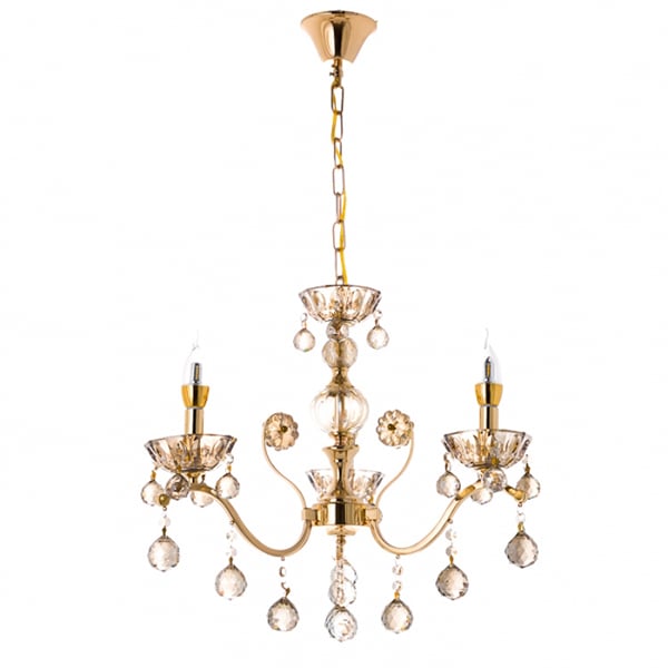 Классическая люстра Flora с 3 стеклянными плафонами Медовый/Золото (OU018/3/gold) Классическая люстра Flora с 3 стеклянными плафонами Медовый/Золото (OU018/3/gold)