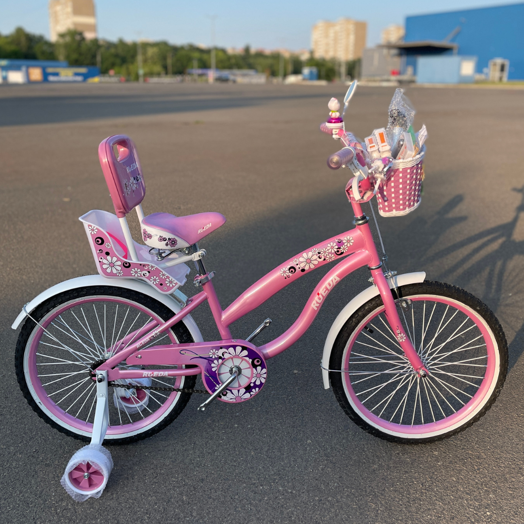 Велосипед детский RUEDA Princess стальной с корзиной и багажником от 5 лет 18" Розовый (cc5a93d8) - фото 7