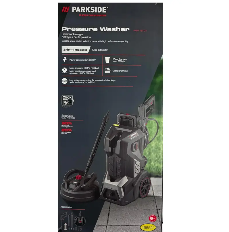 Мийка високого тиску PARKSIDE HEADNMORE Performance PHDP 180 з насадкою 3000 Вт (Parkside Performance) - фото 4 Мийка високого тиску PARKSIDE HEADNMORE Performance PHDP 180 з насадкою 3000 Вт (Parkside Performance) - фото 4