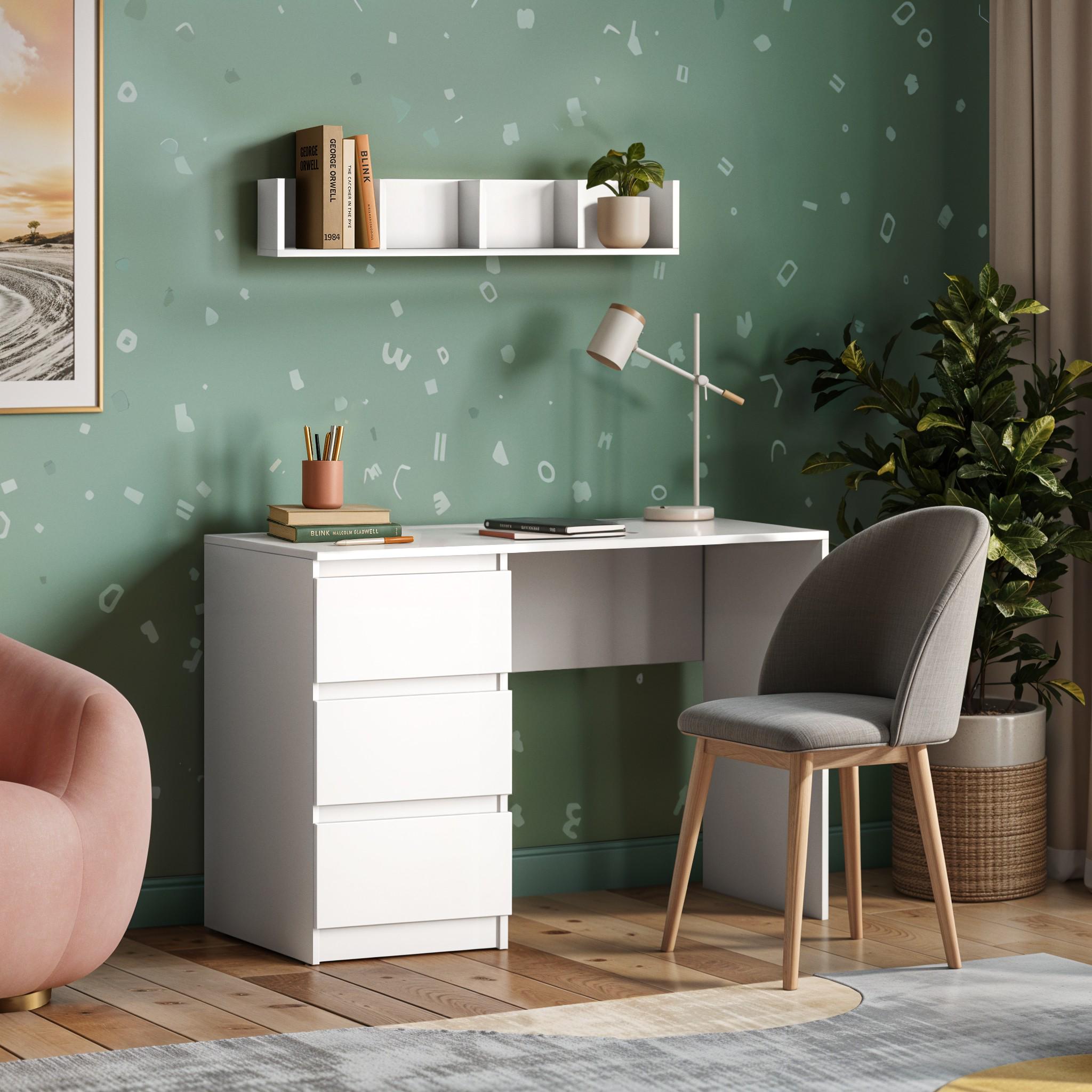 Письменный стол на 3 ящика без ручек FT-224 Left 1200x600x750 мм Белый