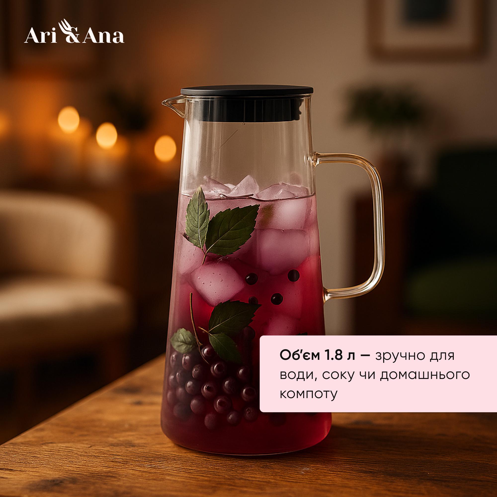 Кувшин стеклянный термостойкий с пластиковой крышкой боросиликатное стекло 1,8 л Прозрачный (30370843) - фото 6 Кувшин стеклянный термостойкий с пластиковой крышкой боросиликатное стекло 1,8 л Прозрачный (30370843) - фото 6