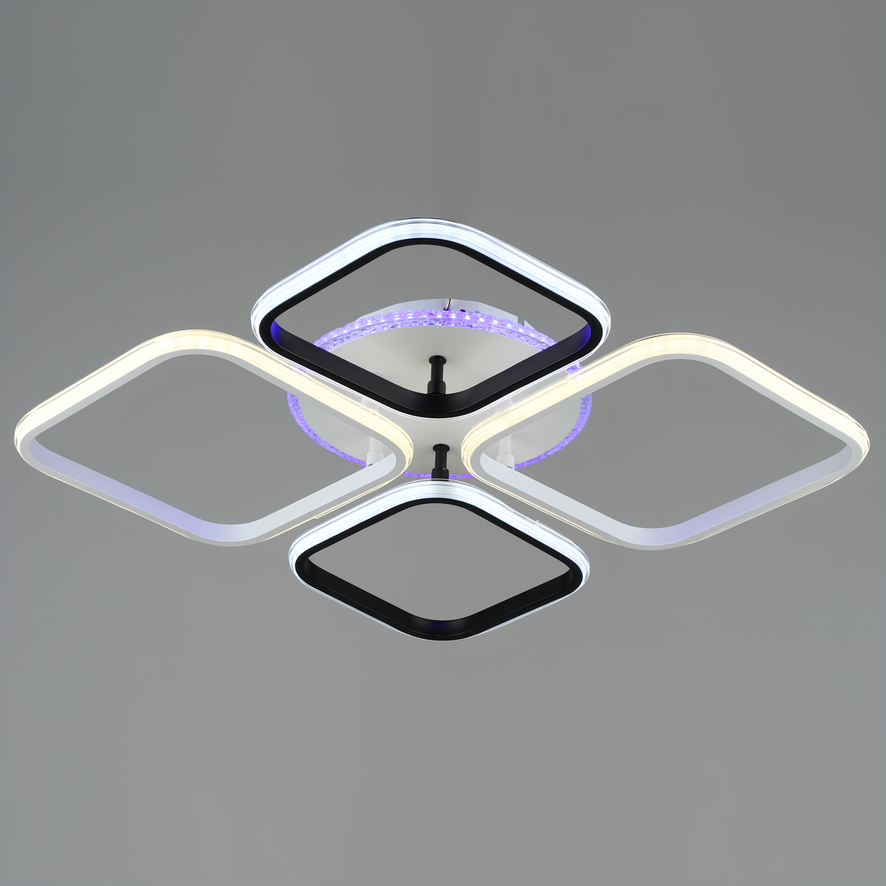 Люстра светодиодная Sirius с подсветкой 120W 3000-6500К Бело-черный (B YH1048/4 WT+BK)