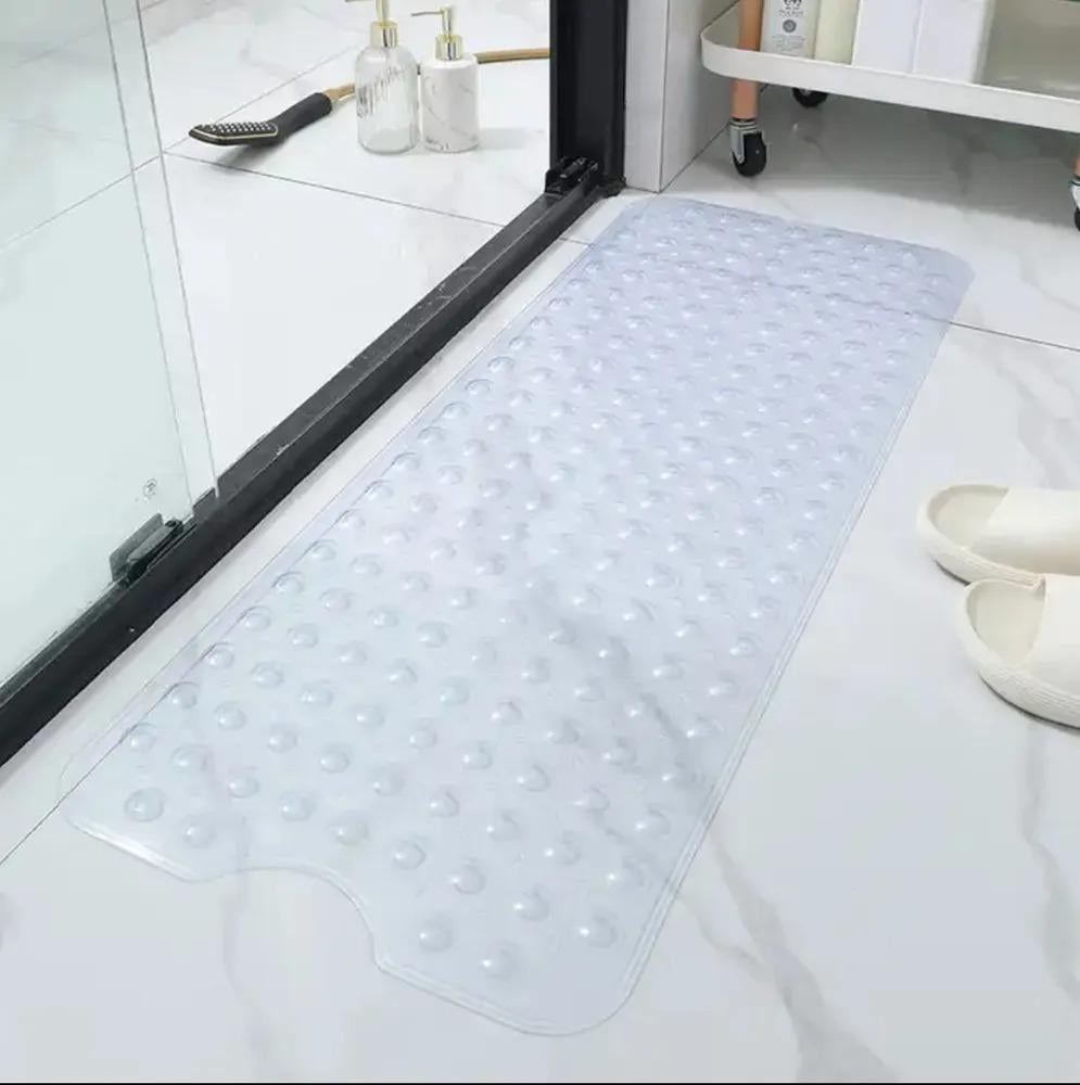 Килимок для ванної кімнати та душу антиковзкий масажний для тіла силіконовий з присосками 40х100 см Прозорий