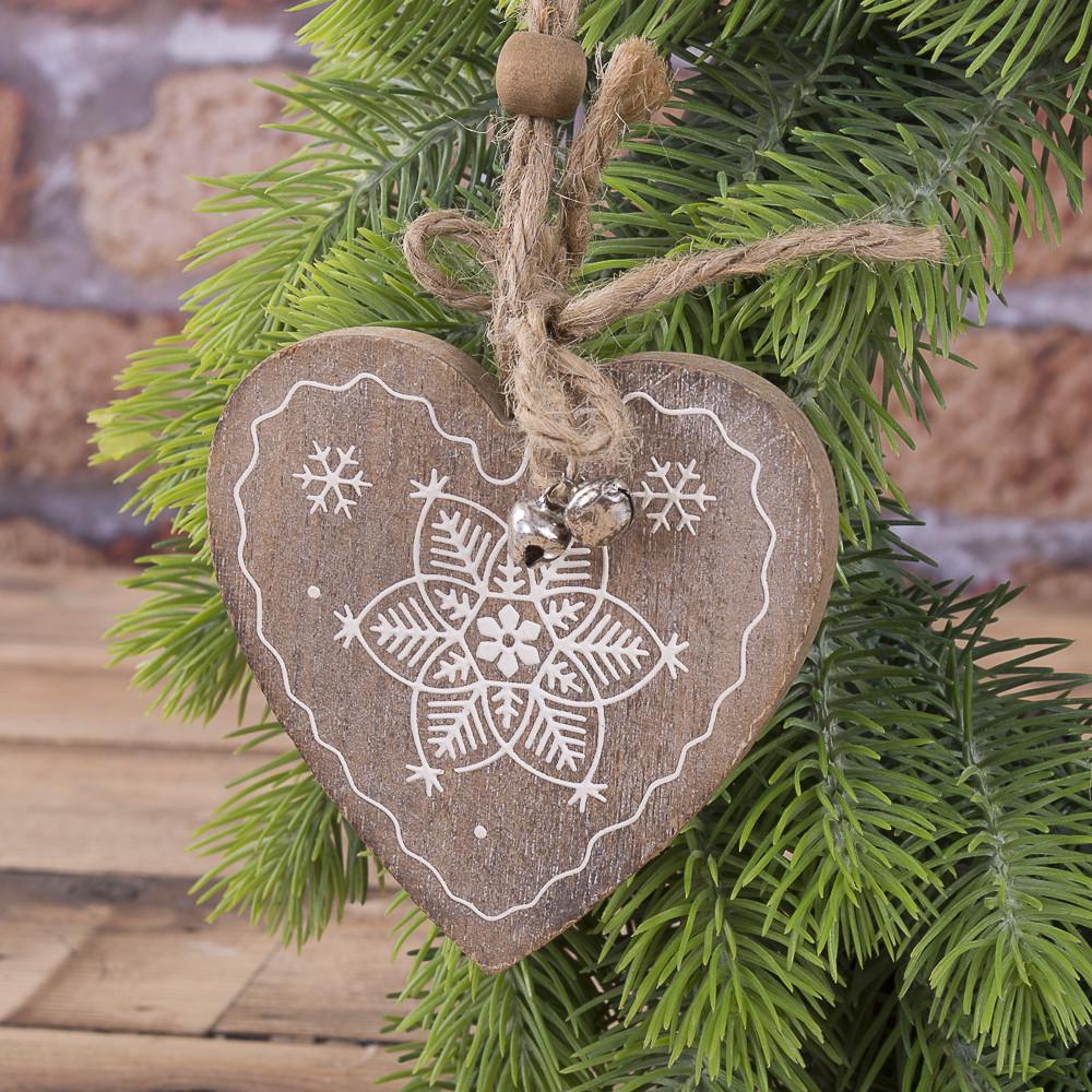 Подвеска Сердце со снежинкой Коричневый (2875-2)