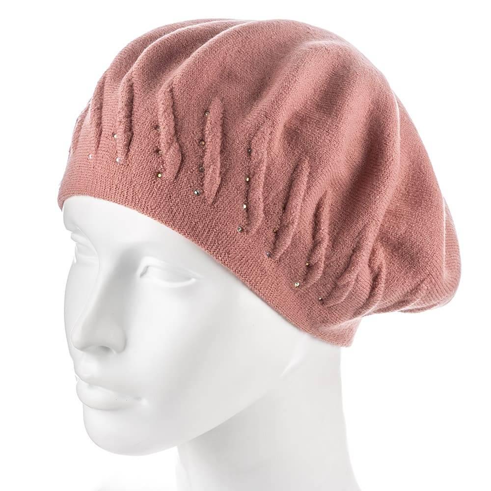 Берет женский Zolly ZH198 двойной тонкой вязки Пудровый