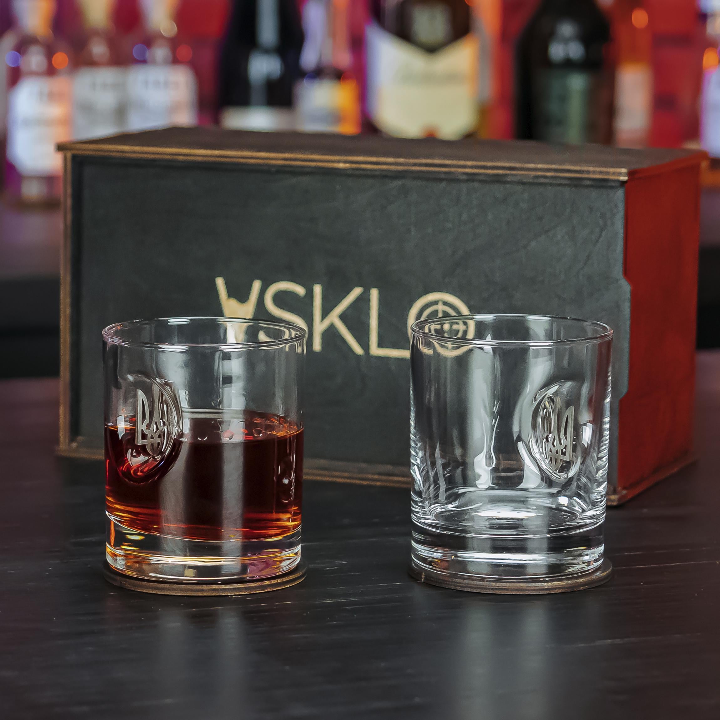 Стаканы для виски VSKLO с Гербом Украины в подарочной упаковке