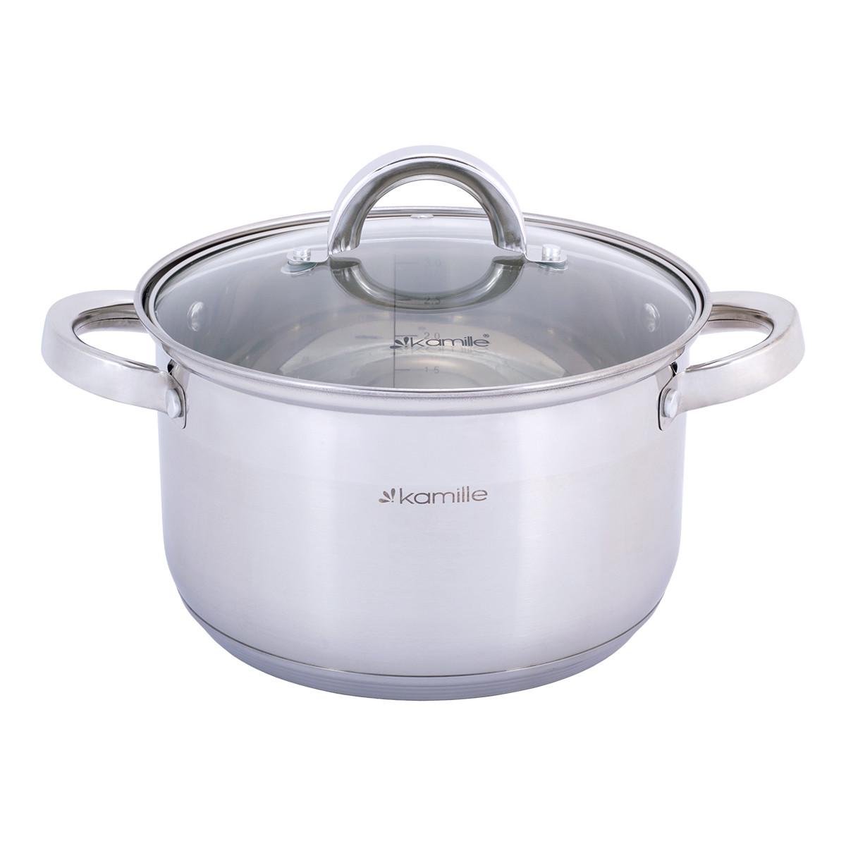 Набір каструль із кришками Kamille КМ-5627S із нержавіючої сталі з 4-х предметів Сталевий (150-84-5627S) - фото 3
