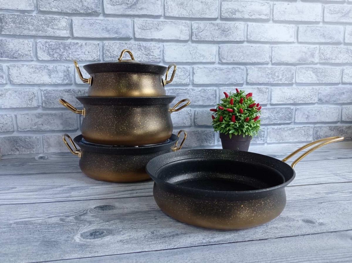 Набор посуды OMS Collection 3044 7 предметов Gold (84577) - фото 2 Набор посуды OMS Collection 3044 7 предметов Gold (84577) - фото 2