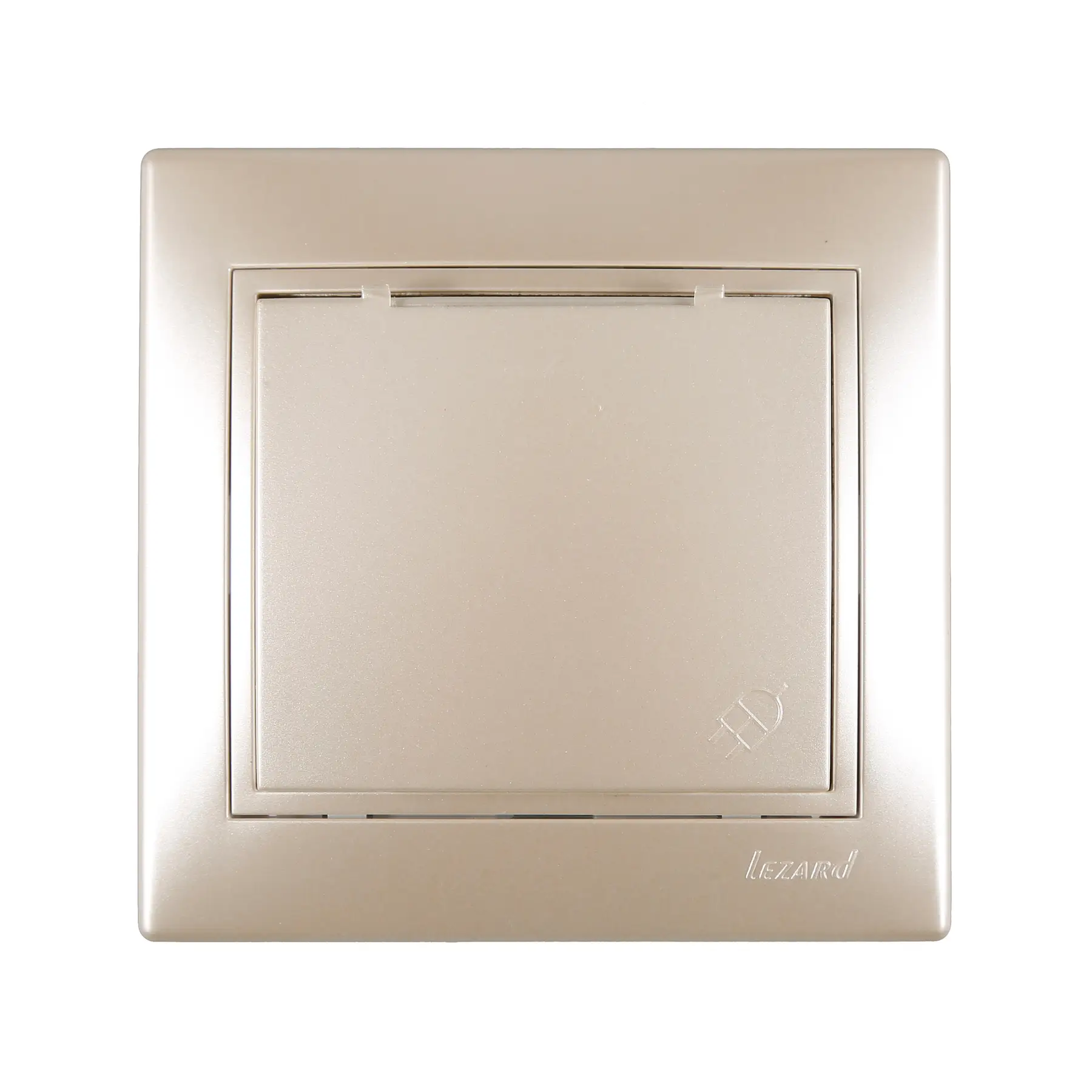 Розетка Lezard Mira 1-а з заземленням і кришкою Білий перламутр