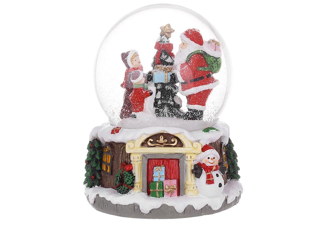 Водяной шар декоративный Санта с заводным механизмом 14,5 см (129-109)