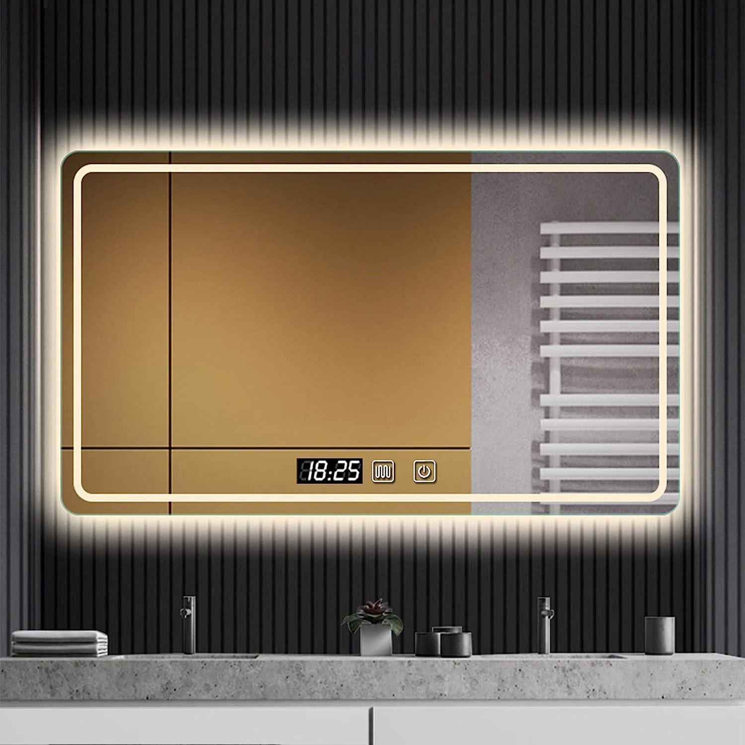 Зеркало Dim Dzerkal LALLE с LED-подсветкой/сенсорным управлением/подогревом/часами/температурой/датой 50х70 см (11207)