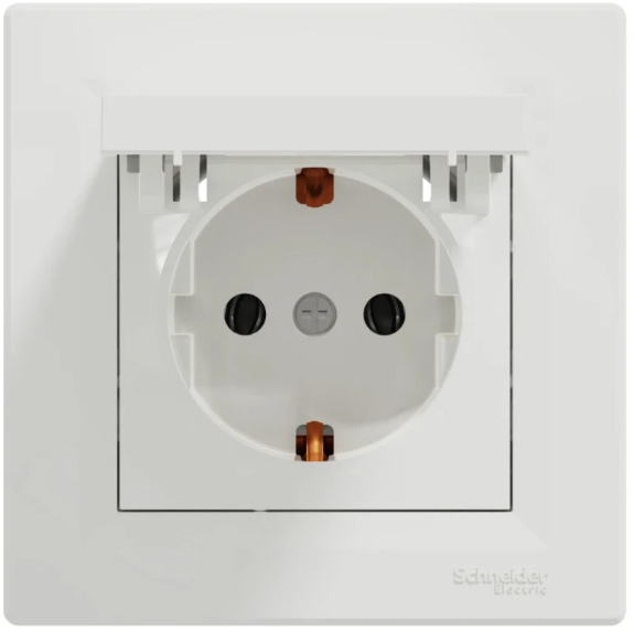 Розетка одинарная Schneider Asfora с крышкой Белый (27615824)