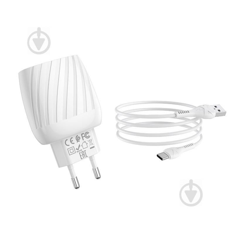 СЗУ Hoco C78A (2USB/2.4A) + Type-C (Белый) 1059151 - фото 4