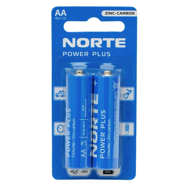 Батарейки NORTE АА LR06 Zinc-Carbon 2 шт. блистер (R6-AA-C2)