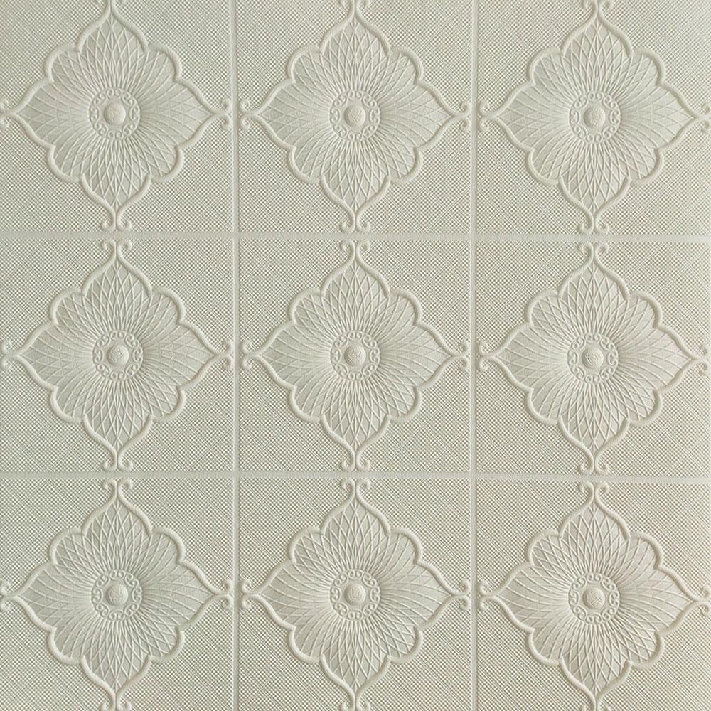 3D-панель самоклеющаяся Sticker Wall Цветы/Ромбы 700х700х6 мм Белый (Панель-163)
