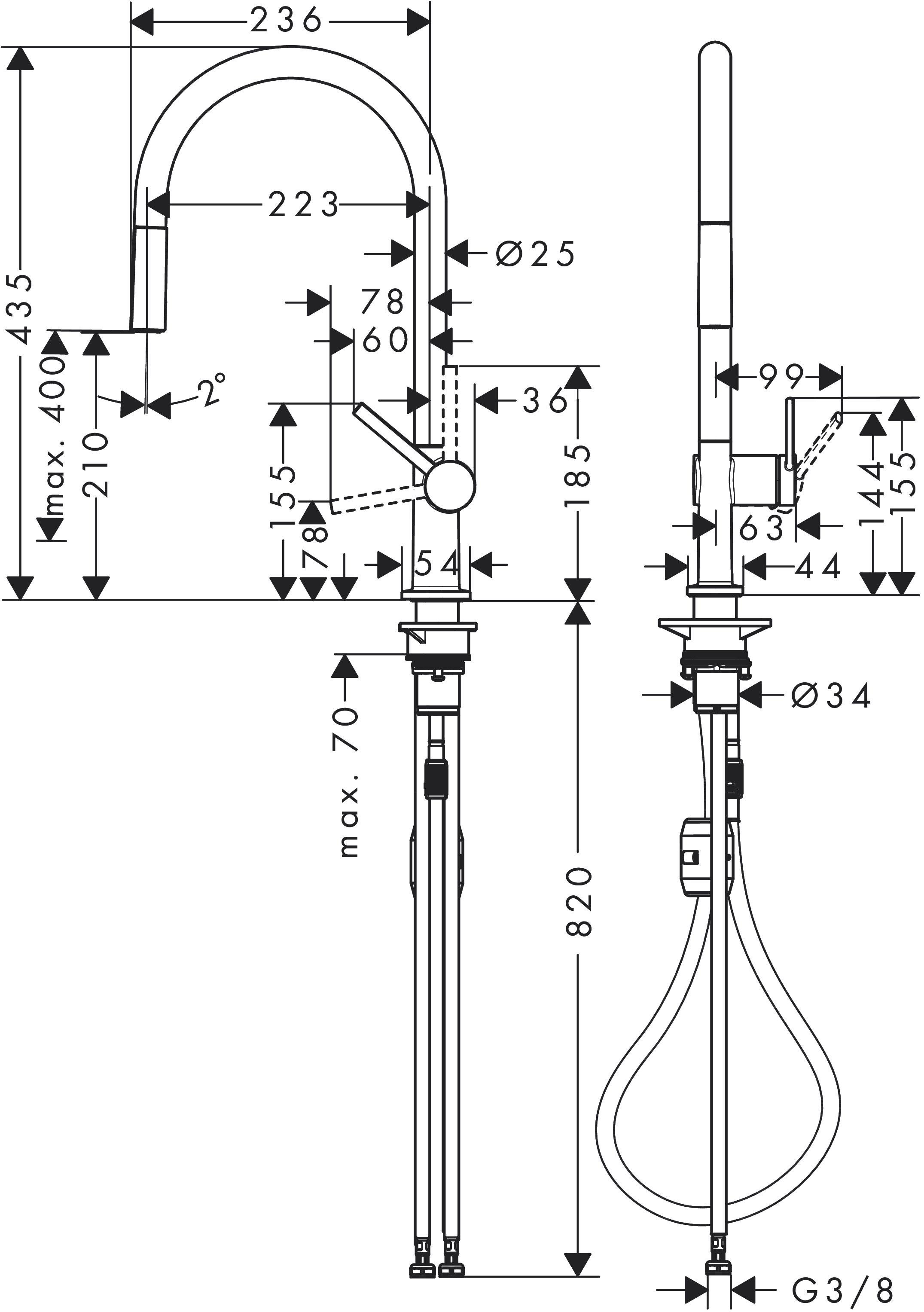 Cмеситель для кухни Hansgrohe Talis M54 72802670 с видвижной лейкой Черный (129811) - фото 2