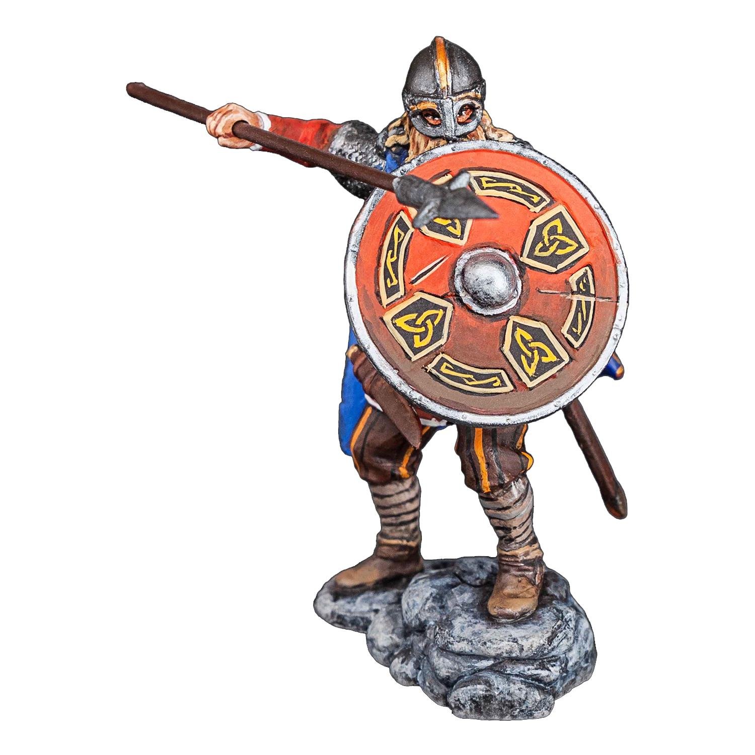 Статуетка колекційна розфарбована Вікінг зі списом з металу та олова 6,5 см (42000068)