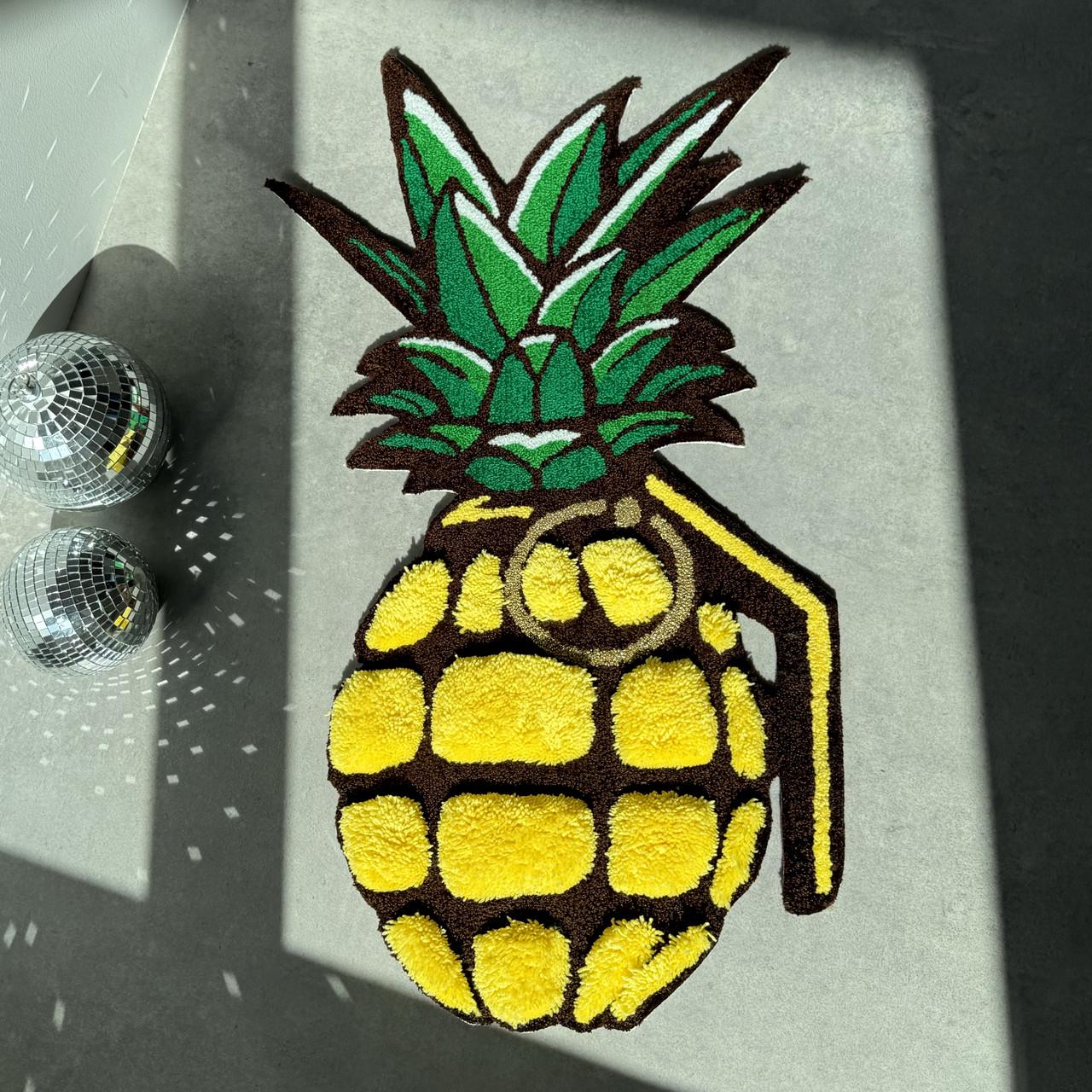 Килим ручної роботи з об'ємним візерунком Ананас-БУМ 95х45 см