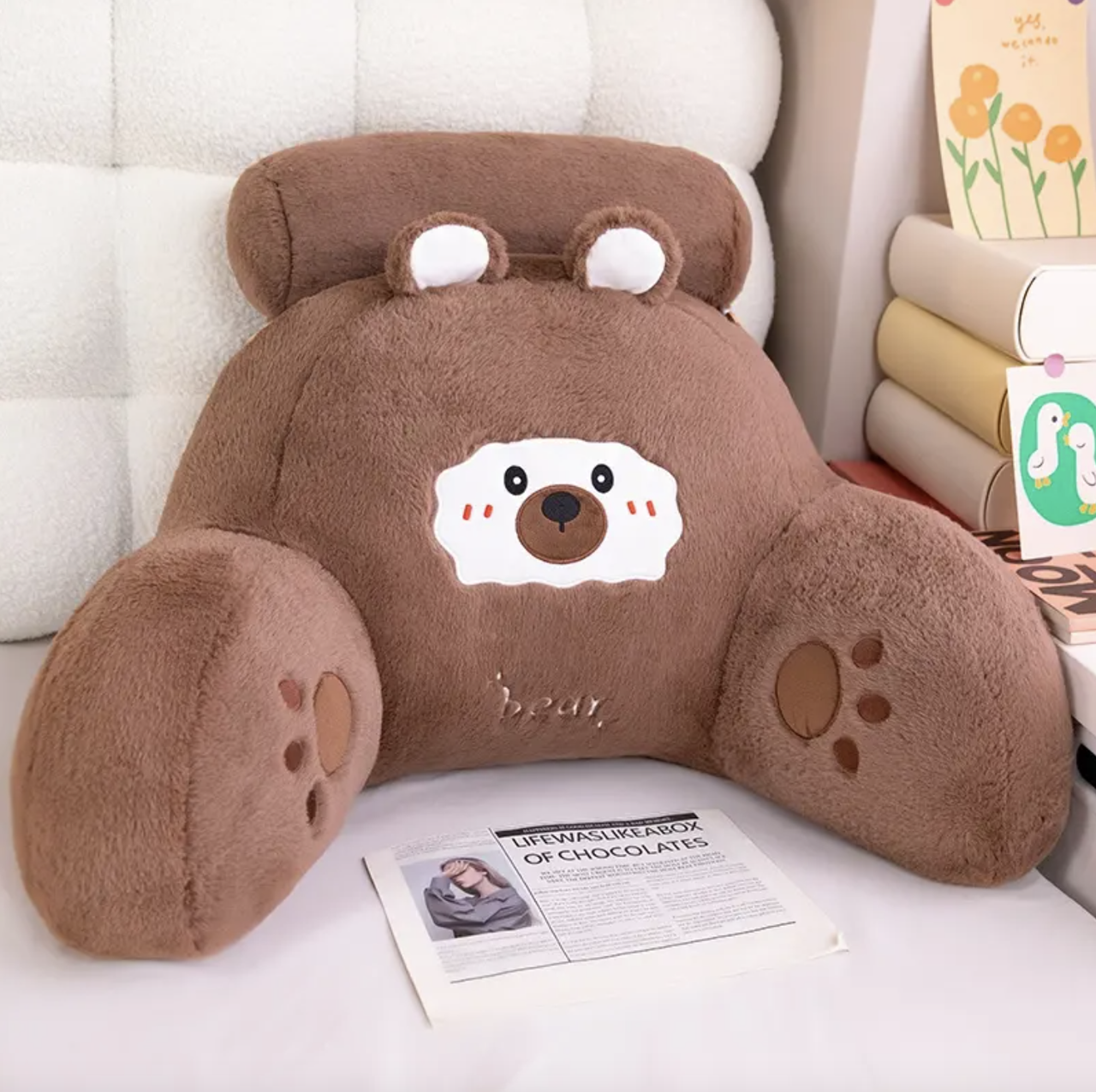 Подушка-спинка ортопедическая для чтения Мишка 65х45 см Коричневый