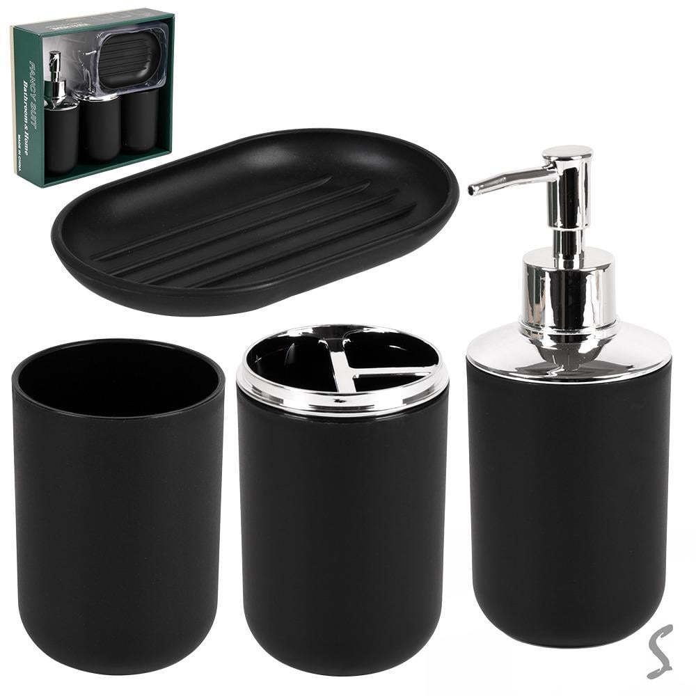 Набор для ванной 4 пр. 25х22х7 см (R34117-BK) - фото 2 Набор для ванной 4 пр. 25х22х7 см (R34117-BK) - фото 2