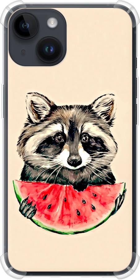 Чехол на iPhone 14 Енотик с арбузом (4605sp-2648-42517)