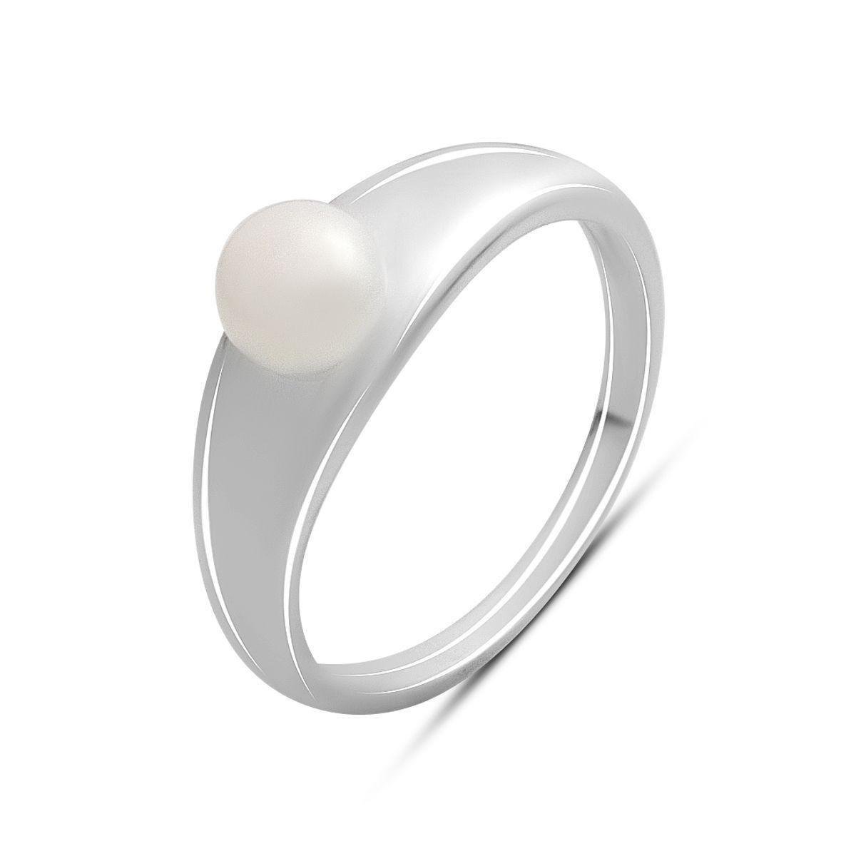 Кольцо серебряное с натуральной жемчужиной в минималистичном дизайне р. 16,5