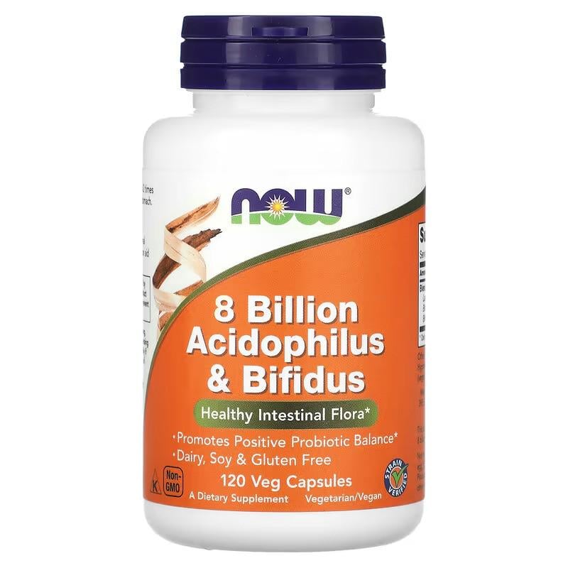 Пробиотики NOW 8 Billion Acidophilus Bifidus, 120 вег. кап.