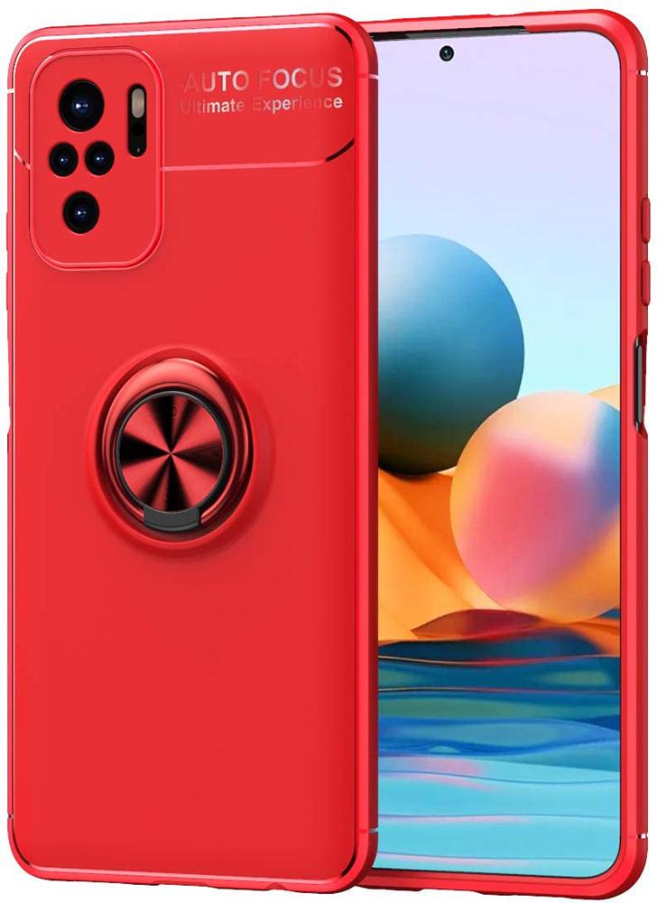 Чехол с кольцом Auto Focus для Xiaomi Redmi Note 10 Red (20985-2D)