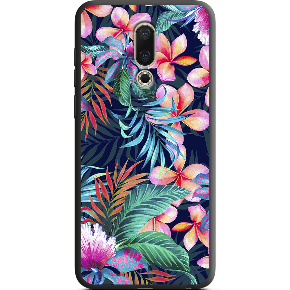 Чехол BoxFace Meizu 16 / 16X flowers in the tropics Черный силикон (35176-up1971-38941)