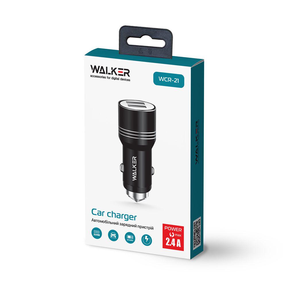 Зарядное устройство автомобильное Walker WCR-21 2USB 1,0А/2,4A Black - фото 2 Зарядное устройство автомобильное Walker WCR-21 2USB 1,0А/2,4A Black - фото 2