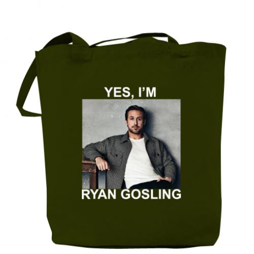 Шоппер "Yes, i'm Ryan Gosling" 37x41 см Хаки (16061429-23-195419)