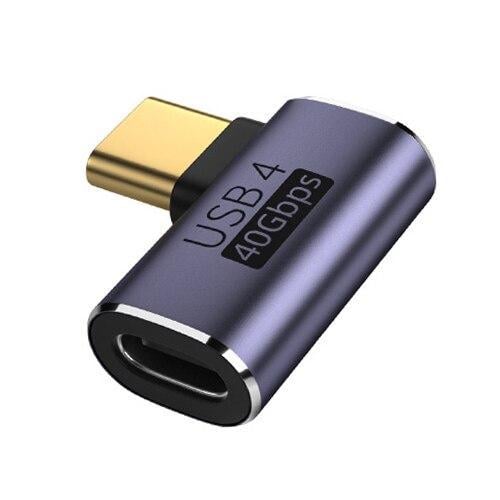 Адаптер-перехідник SUNROZ Metal Style-3 OTG кутовий USB Type-C M/F USB 4.0 40Gbps (A48583)