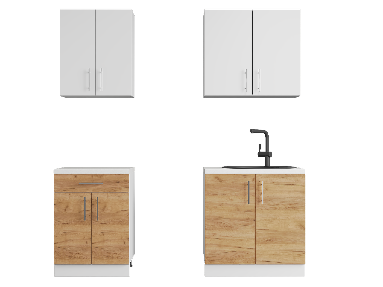 Кухня готовая Эверест К-2 Оптима и столешница 1,9 м Белый/Крафт золотой (25009)