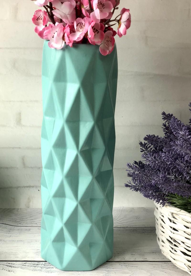 Ваза керамическая BonaDi Поли глянец 41 см Turquoise