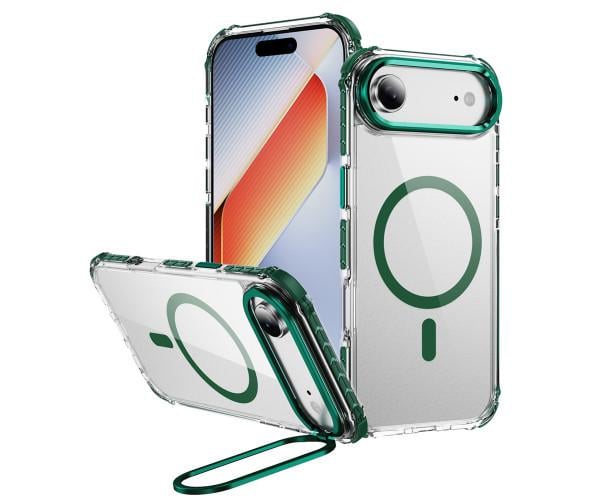 Чохол Rainbow Braid with Camera Stand для iPhone 17 Air з підтримкою бездротової зарядки Зелений