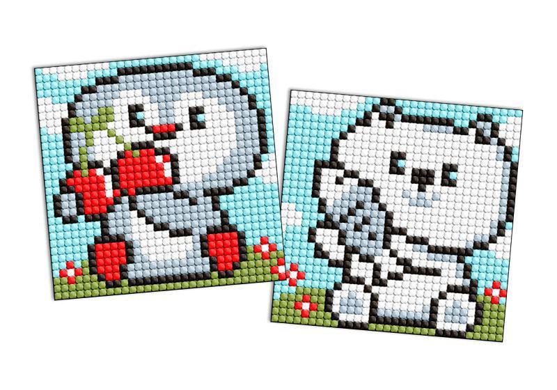 Алмазная мозаика на магните Ideyka Пингвин и медвежонок из 2 сюжетов 9х9 см (Id-AMG1092)