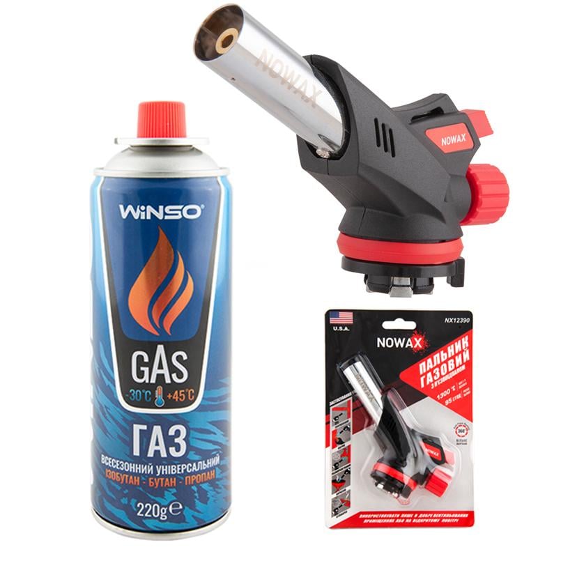 Газовая водка ручная Winso+Nowax с баллоном на 400 мл 220 г (46051-b1f16)
